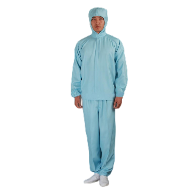 Grid Hooded Jacket Lab Use Work Uniform ESD Cleanroom Clothing