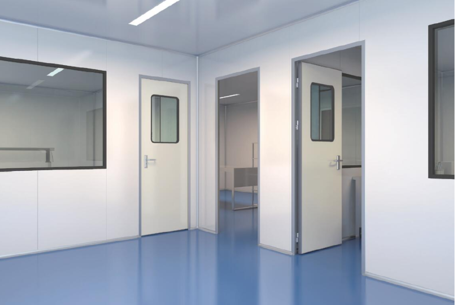 Swing door with colored gi panel